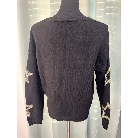 CUPSHE Womens Black Star Embellished Button Down V Neck Knit Cardigan Sweater-S - Picture 4 of 5